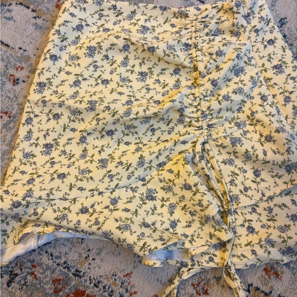 Forever 21 Floral Print Skirt in Yellow and Blue